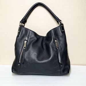 Michael Kors Evie Large Black Pebbled Leather Shoulder Bag Purse
